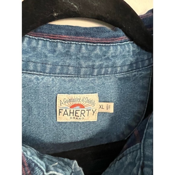 Men’s Faherty Brand Blue Striped Polo Cotton Size XL - Picture 3 of 5